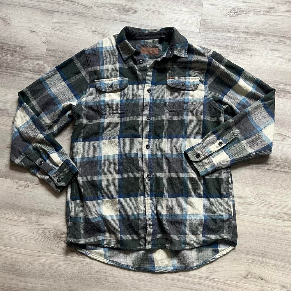 Orvis Men's Casual Plaid Shirt - Green and White